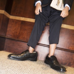 Boy Wearing Men's Dress Shoes and Suit